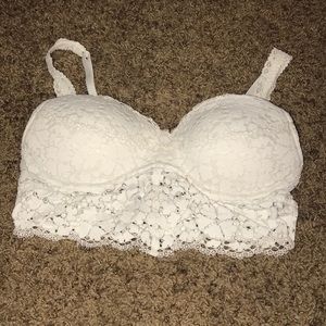 PINK bralette white lace